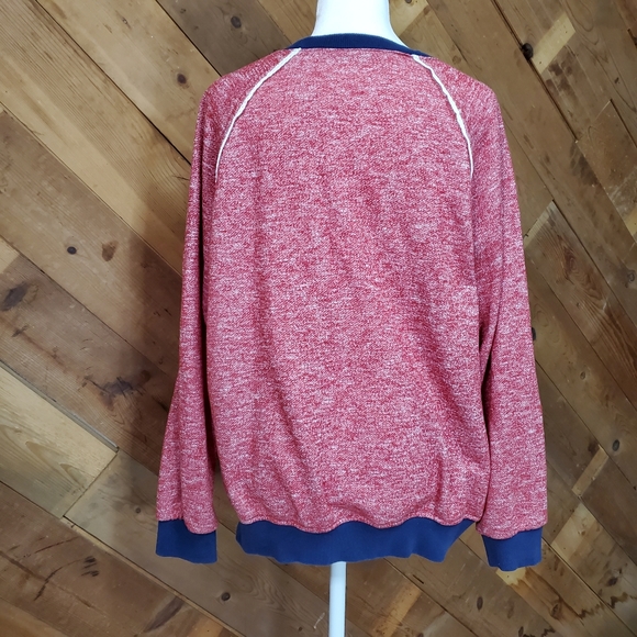 Crew Neck French Terry Raglan Sleeve Pullover Red - Picture 4 of 7